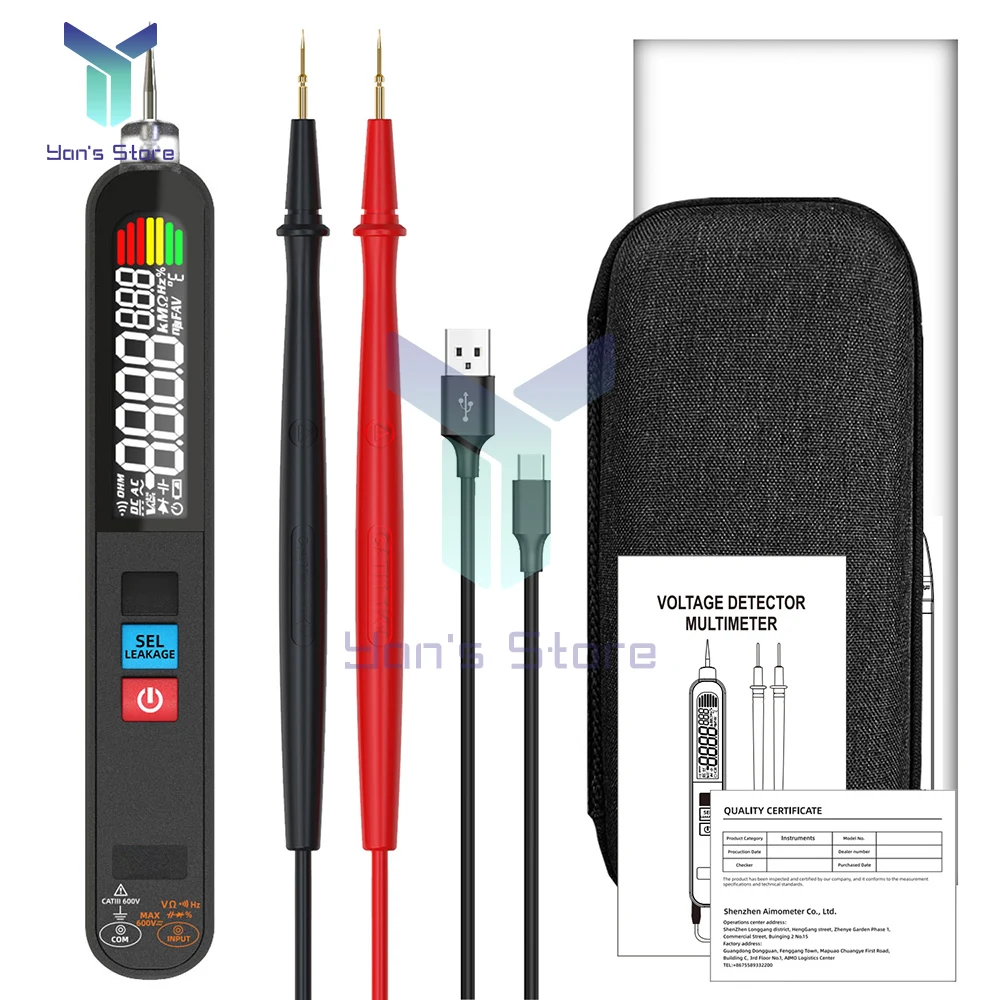 S40X Digital Multimeter Leakage Voltage Tester Detector Rechargeable DC AC Voltage Diode Resistance Capacitance Electric Pen