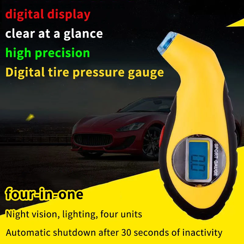 Car Tire Digital Barometer LCD Electronic Tester Digital Tyre Air Pressure Gauge Yellow Tire Manometer Barometers Tester Tool