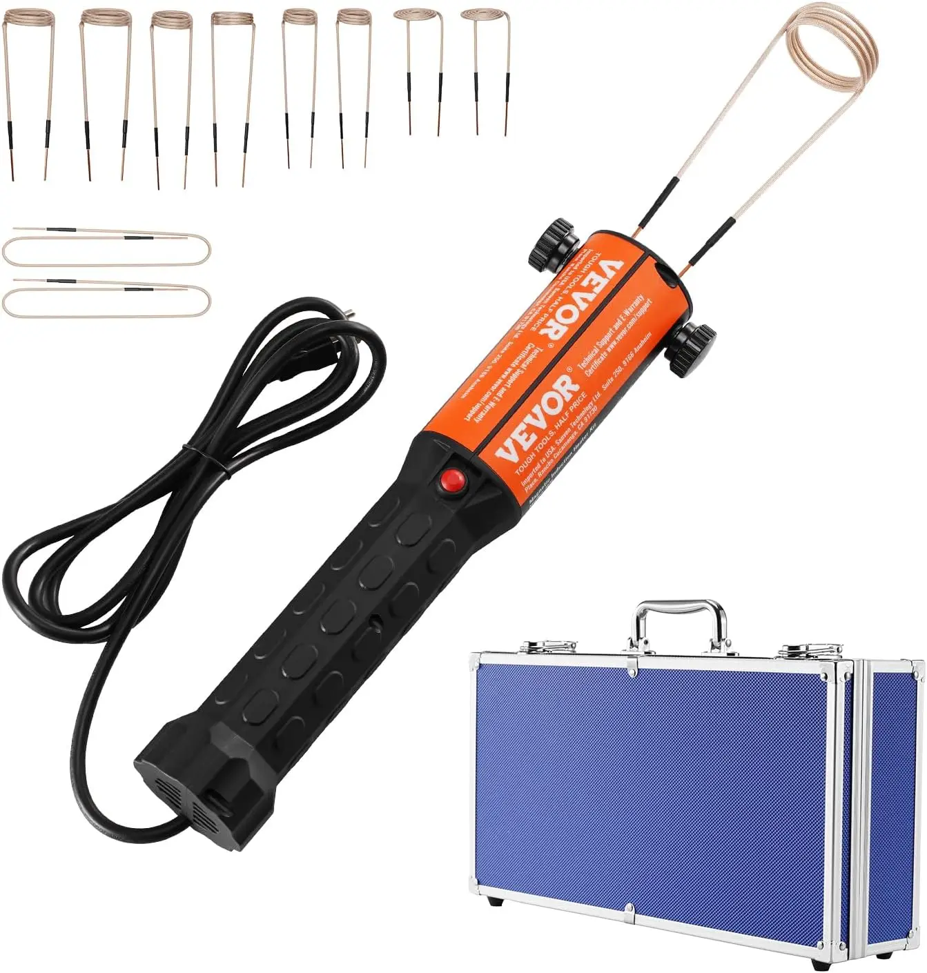 VEVOR Magnetic Induction Heater Kit, 1000w 110V Portable Hand-held Induction Heater with 10PCS Induction Coils, No-Flame Inducti