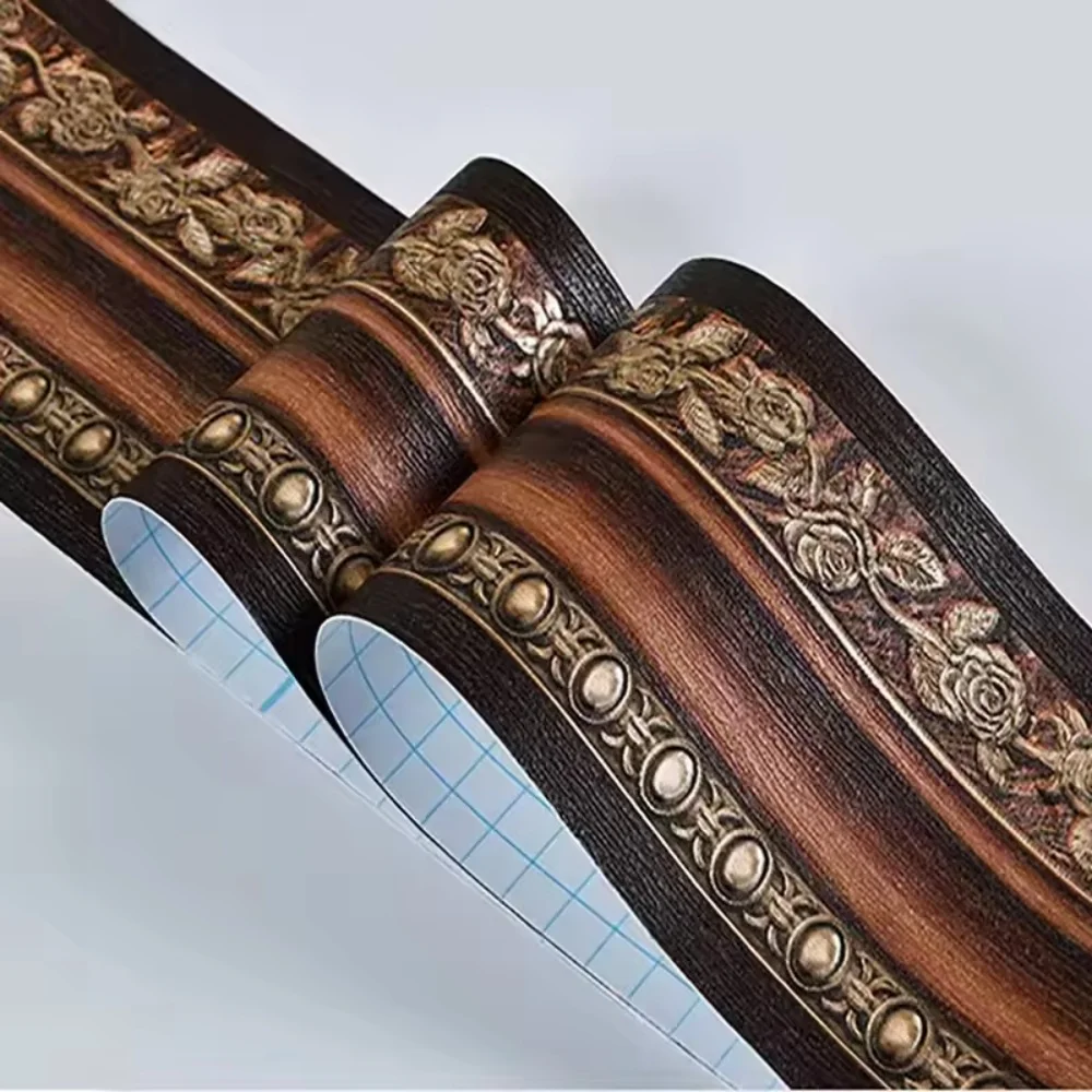 1 قطعة 5 متر/196.85in بولي كلوريد الفينيل ذاتية اللصق اللوح الجدار ملصق الأزهار التفاف الخصر ملصقات مقاوم للماء ثلاثية الأبعاد جدار الحدود ديكور #3