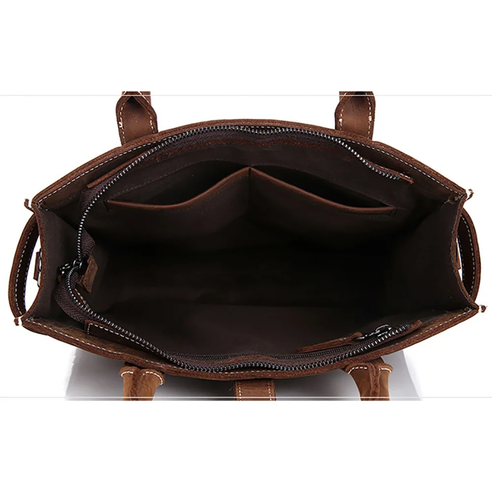 Crazy Horse-Bolso de mano cruzado para hombre, Maletín de negocios de cuero genuino, bandolera para tableta, bolsos con asa superior