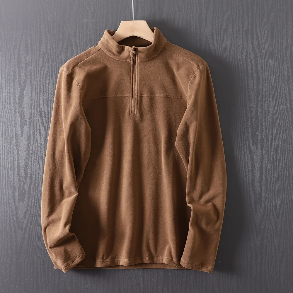 الخريف الشتاء PC سريعة الدافئة الصوف نصف سستة فضفاضة المناسب البلوز طويلة الأكمام أعلى الدافئة هوديي في الهواء الطلق الرحلات التزلج البلوزات #2