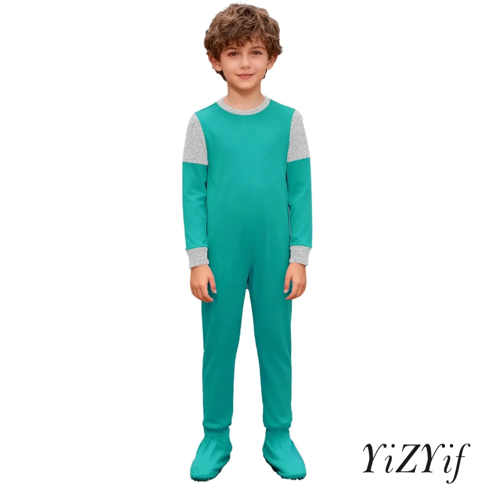 

Детская адаптивная одежда для мальчиков и девочек с особыми потребностями, комбинезон с круглым вырезом и длинными рукавами, противоскользящая спина, полная молния, комбинезон для гимнастики