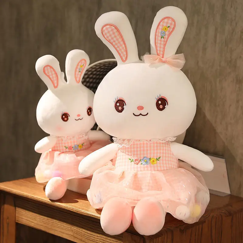 Jouet en peluche lapin jupe mignonne, poupée lapin coloré apaisant, petit lapin blanc, poupée en chiffon, cadeau d'anniversaire pour enfants