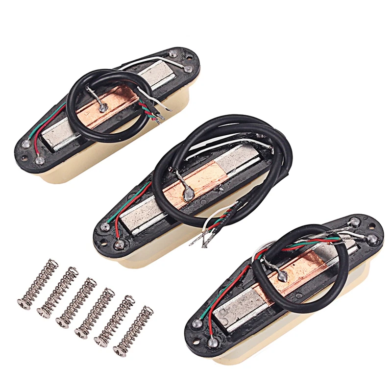 (AD12) 3Pcs Alnico V Single-Coil-Sized Humbuckers Neck/Middle/Bridge Pickups for Stratocaster Electric Guitar Replacement