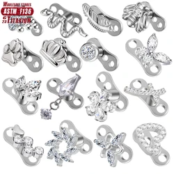 F136 Titanium Microdermals Flower 16g Zircon helix Piercing Dermal CZ Anchol Snake Internal Thread sexy Skin Diver Body Jewelry