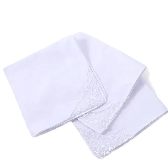

15PCS Handkerchiefs for Women White Soft Cotton Ladies Hankies Elegant Embroidery Lace Pure Color Square Hankies Daily Accessory