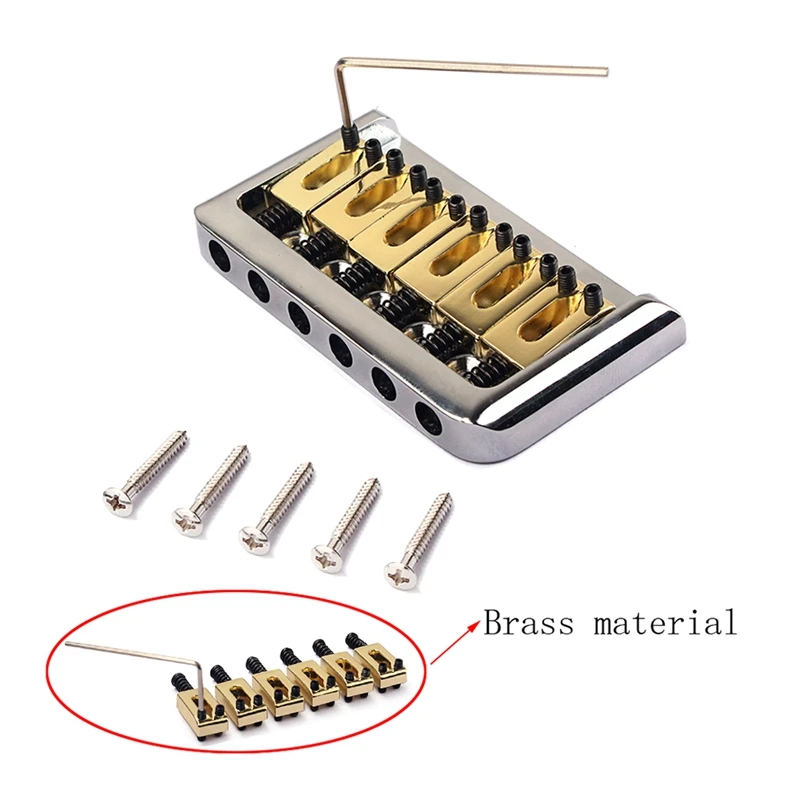 6 Strings Hardtail Saddle Bridge With Wrench And Screws For Fender Stratocaster Strat Electric Guitar Replacement Parts