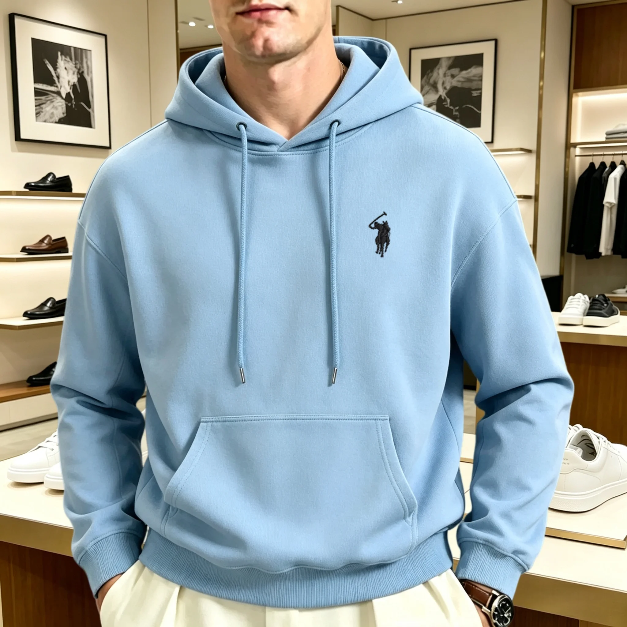 2026 schwergewichtiger koreanischer Stil lockerer Kapuzenpullover für Männer und Frauen, langärmelig, Herbst, hochwertige Marke, bestickter Boutique-Pullover – Detail 12