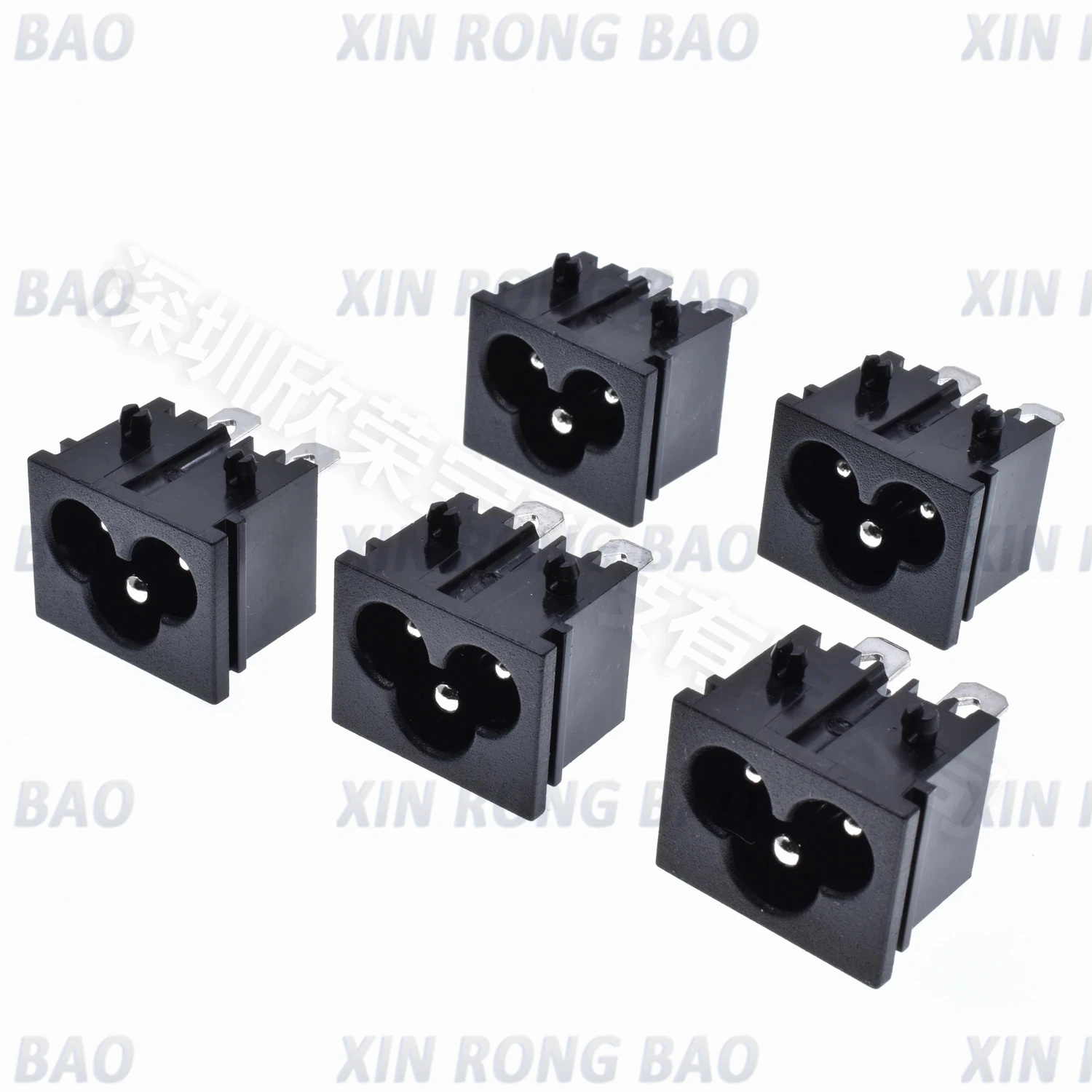 AC 4.8mm 3 pin voltage AC IEC 320 C6 male power socket connector 3pin black welding terminal micky mouse male socket AC2.5A250V