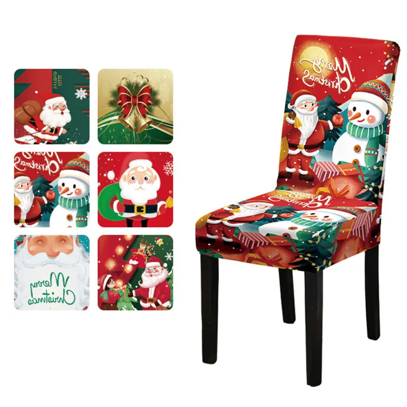 Christmas Chair Cover Full Package Applicable Decoration Elastic Chair Covers High Back Dining Chair Cover Atmosphere 1-4PCS