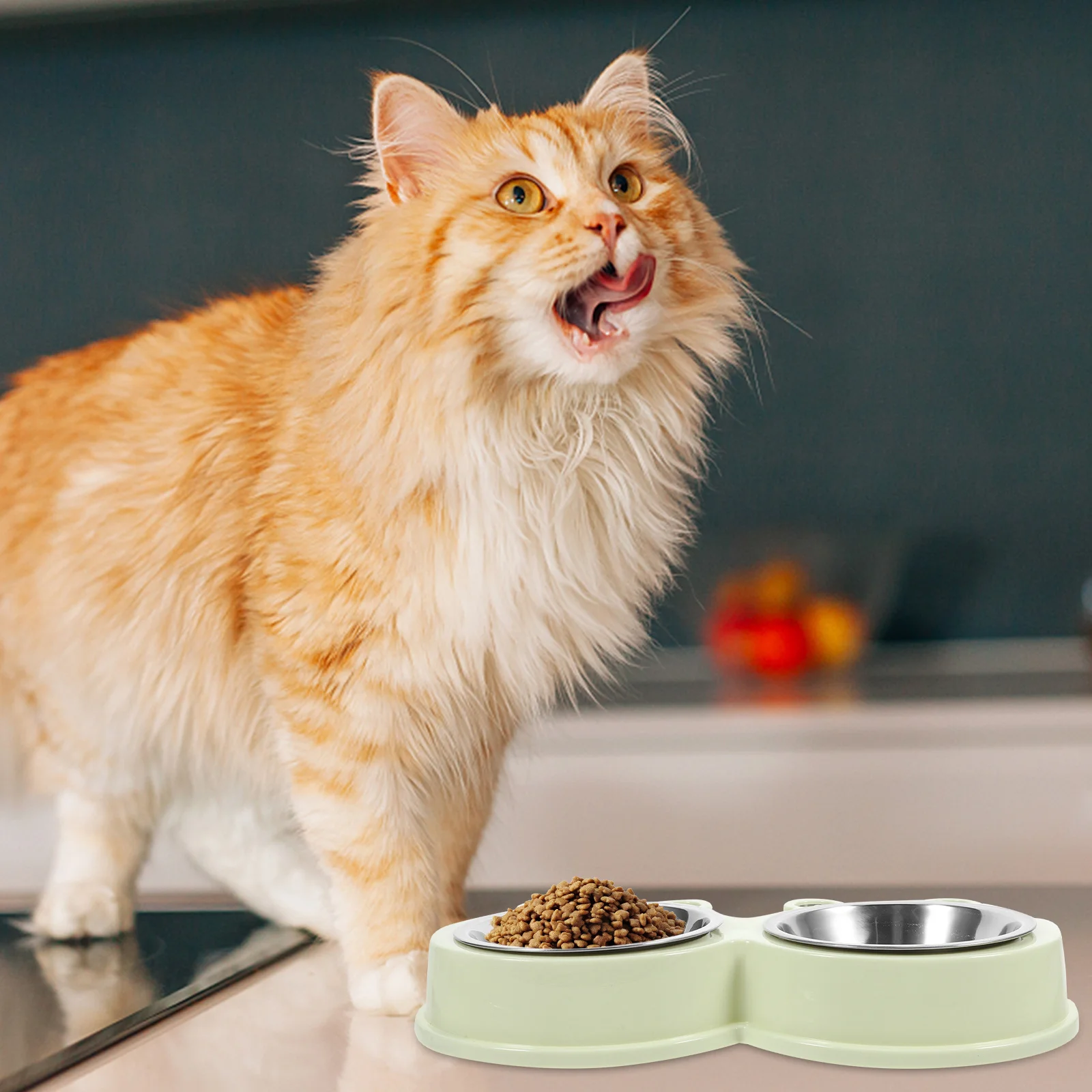 

Double Pet Bowl Stainless Steel Non-Slip Food Water Feeder Cute Small Dogs Cats Puppy Feeding Bowls