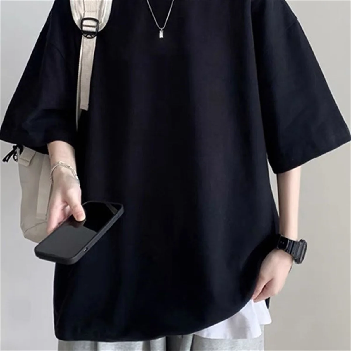 Fashion Solid Polyester T-shirts For Men Basic Tee Casual T shirt Oversized Tops Quality Unisex Short Tshirts Tees Men Clothing