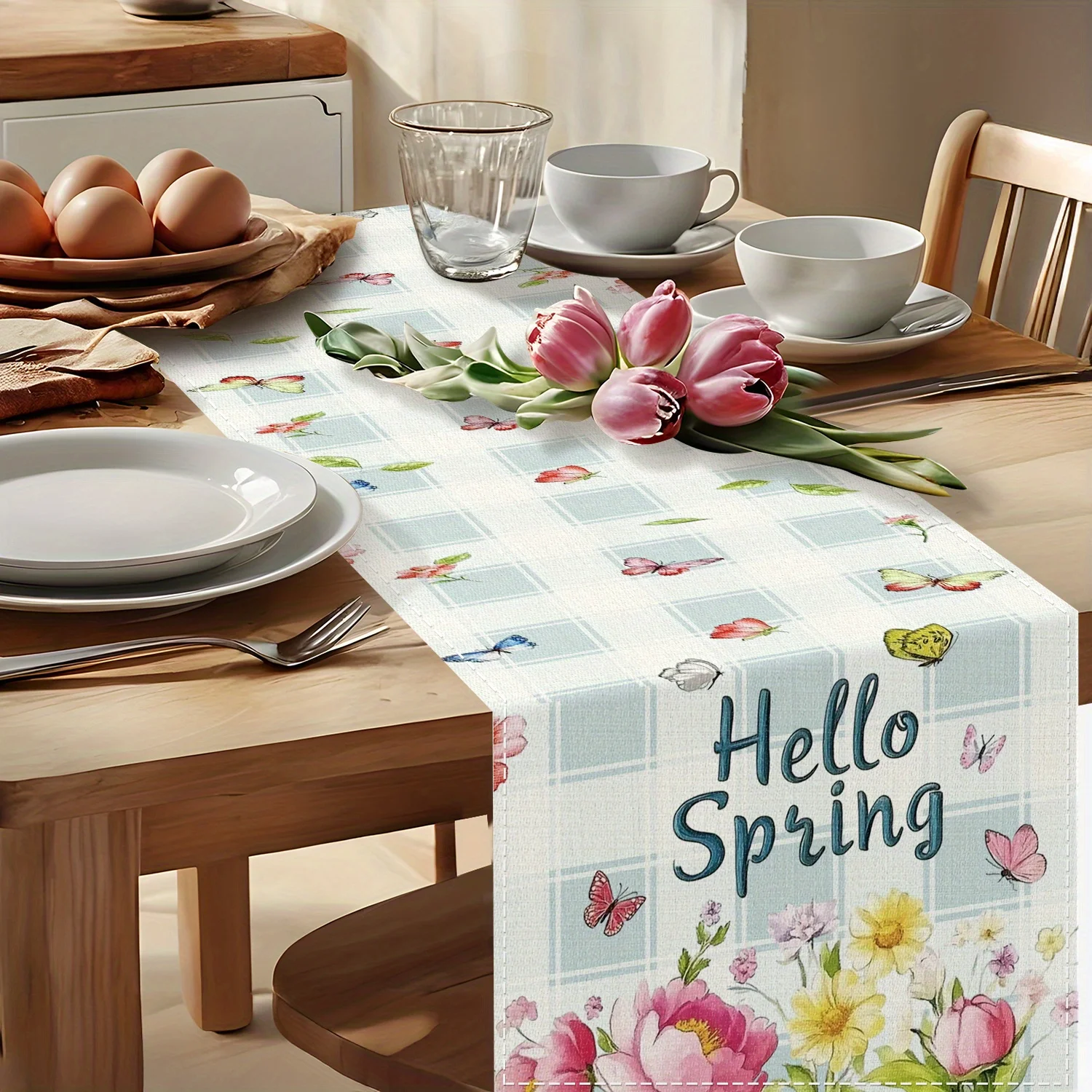 1 piece, floral tablecloth, seasonal kitchen and dining room table decoration for spring and summer, home party decoration