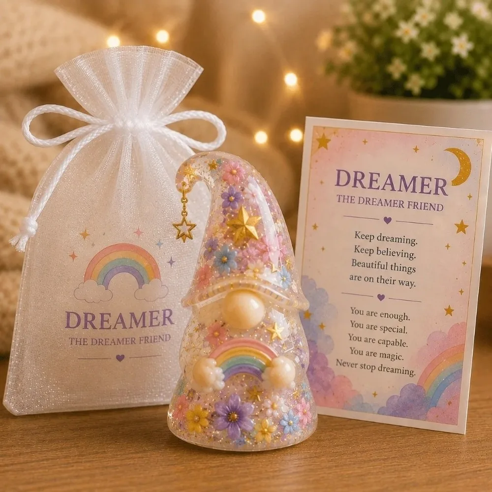 2D Flat Acrylic Gnome Ornaments with Card Cute Colorful Faceless Elf Statues Home Deccor Motivational Christmas Decoration