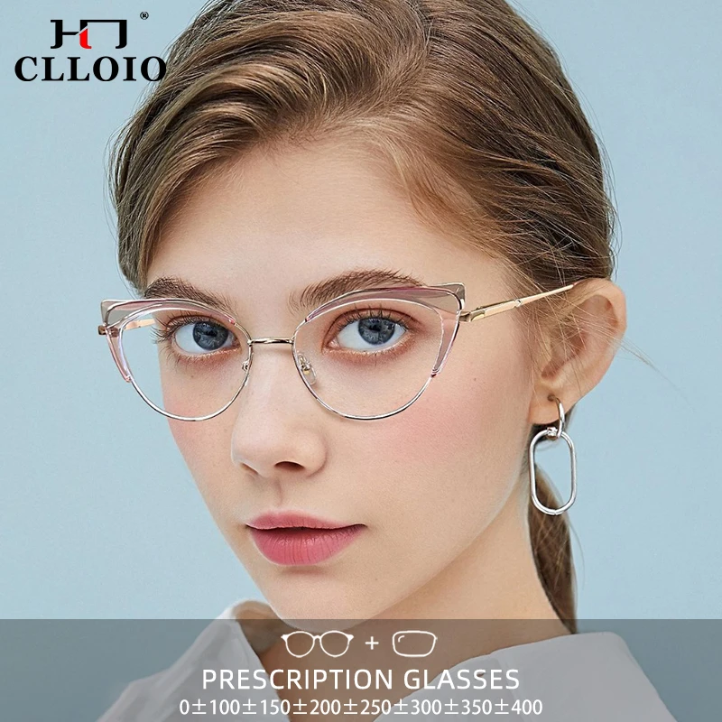 

CLLOIO Ladies Fashion Reading Glasses Frame for Women Blue Light Blocking Myopia Computer Eyewear Hyperopia Prescription Glasses