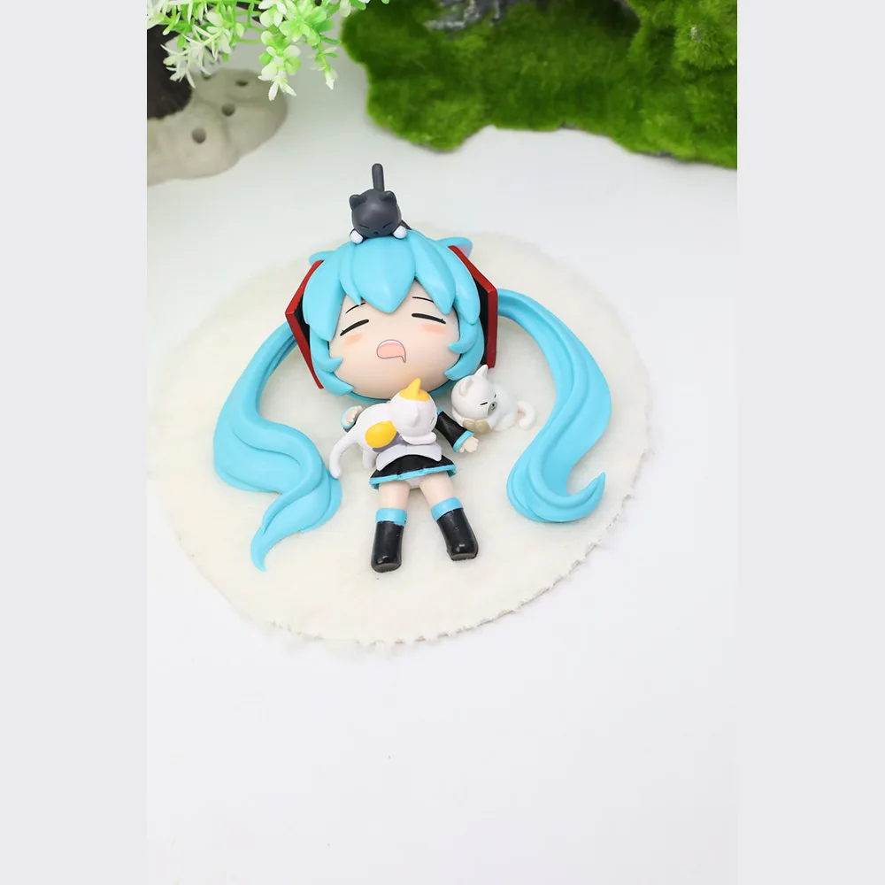12 センチメートル初音ミク Qversion 睡眠姿勢アニメ手作りアクションフィギュアデスクトップケース装飾飾りギフト