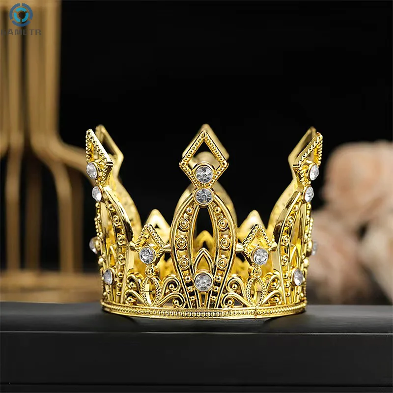 Tiny Baby Small Pearl Tiara Crown Gold Mini Crown Cake Topper For Flower Arrangements Shower Birthday Wedding Decoration