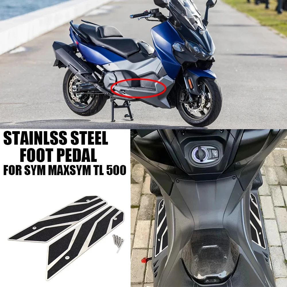 

New Stainless steel Motorcycle pedal Rear Footrest Footboard Step Motorcycle Floorboards Foot Pegs For SYM MAXSYM TL 500 TL500