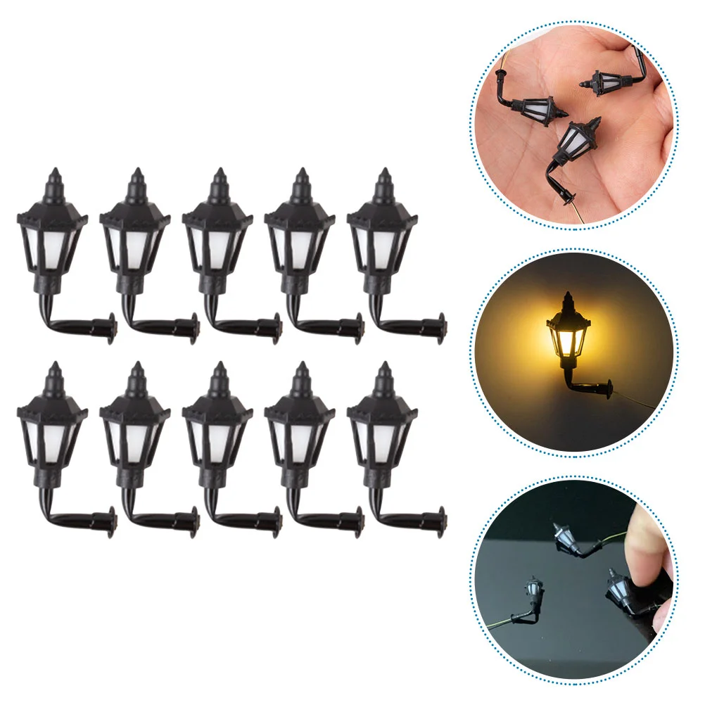 10 Pcs Micro Landscape Ornament Light Scene Decoration Mini Vintage Stainless Steel Plus Abs DIY Sand Table Easy to Remove Wall