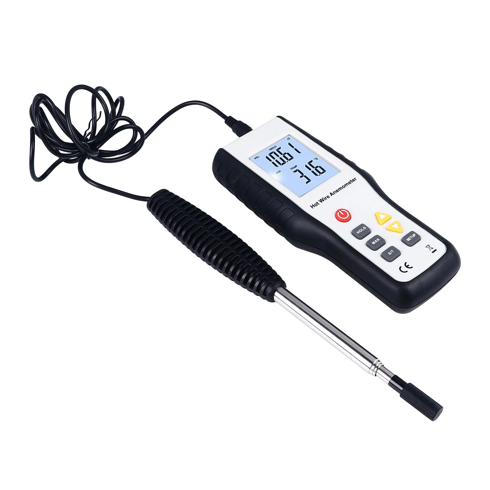 LCD Anemometer Thermal Anemometer LCD Display High Sensitivity Multifunctional Handheld Wind Speed Meter Temperature Meter