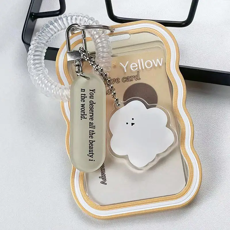 Cardholder Ins Transparent Cardholder Student Bus Campus Meal Card Star Chaser 3-inch Polaroid Spring Pendant Keychain