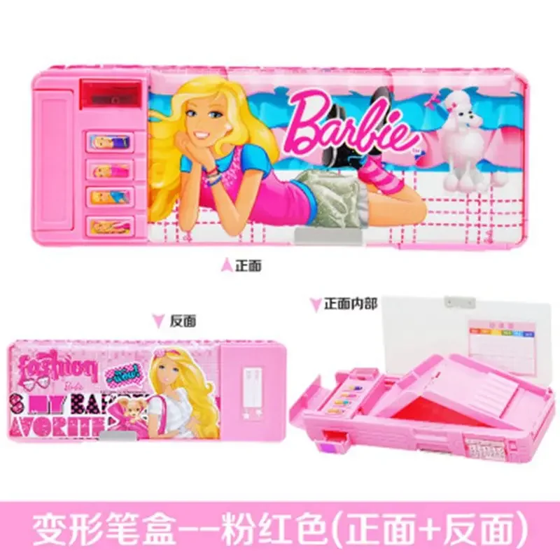 Barbie Briefpapier halter multifunktion ale Mädchen Kompression stift Fall Mechanismus Doppels chicht Junge Transformatoren Bleistift Box Schul bedarf