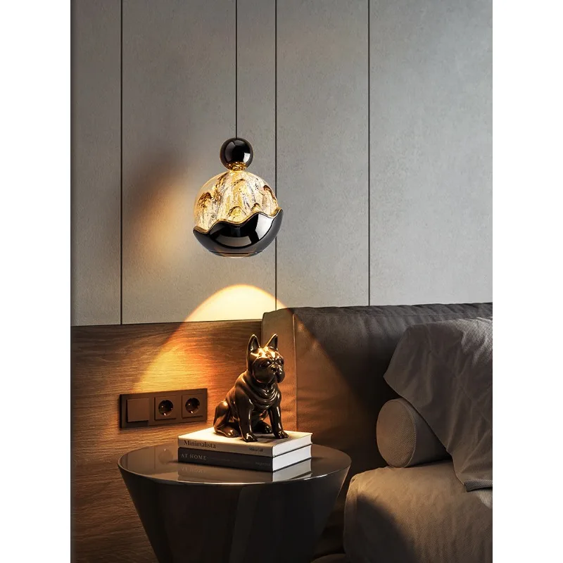 2026 new bedroom bedside chandelier modern simple light luxury high-end sense wiring-free charging model
