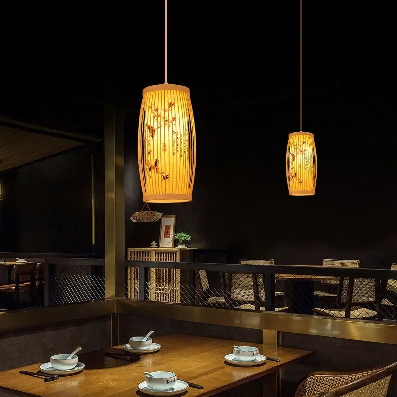 Bamboo Chandelier Chinese Style Room B&B Hotel Living Room New Chinese Style Lantern Hot Pot Restaurant Restaurant Bamboo Lamps