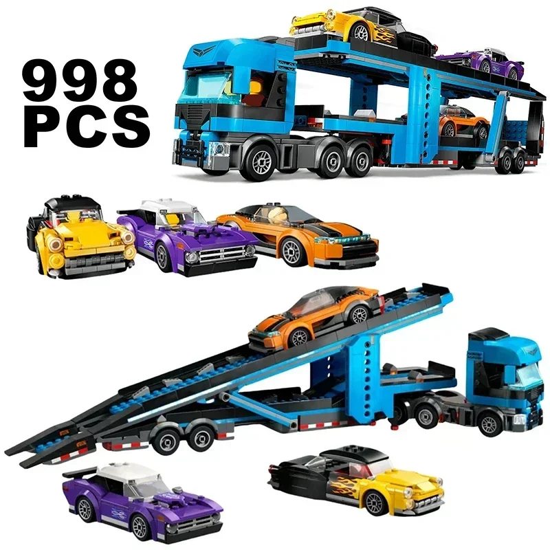 

Creative 998PCS Sports Car Transporter Building Blocks Racing Vehicle Hypercar Assemble Model Brick Toys Kids Adult For Gifts
