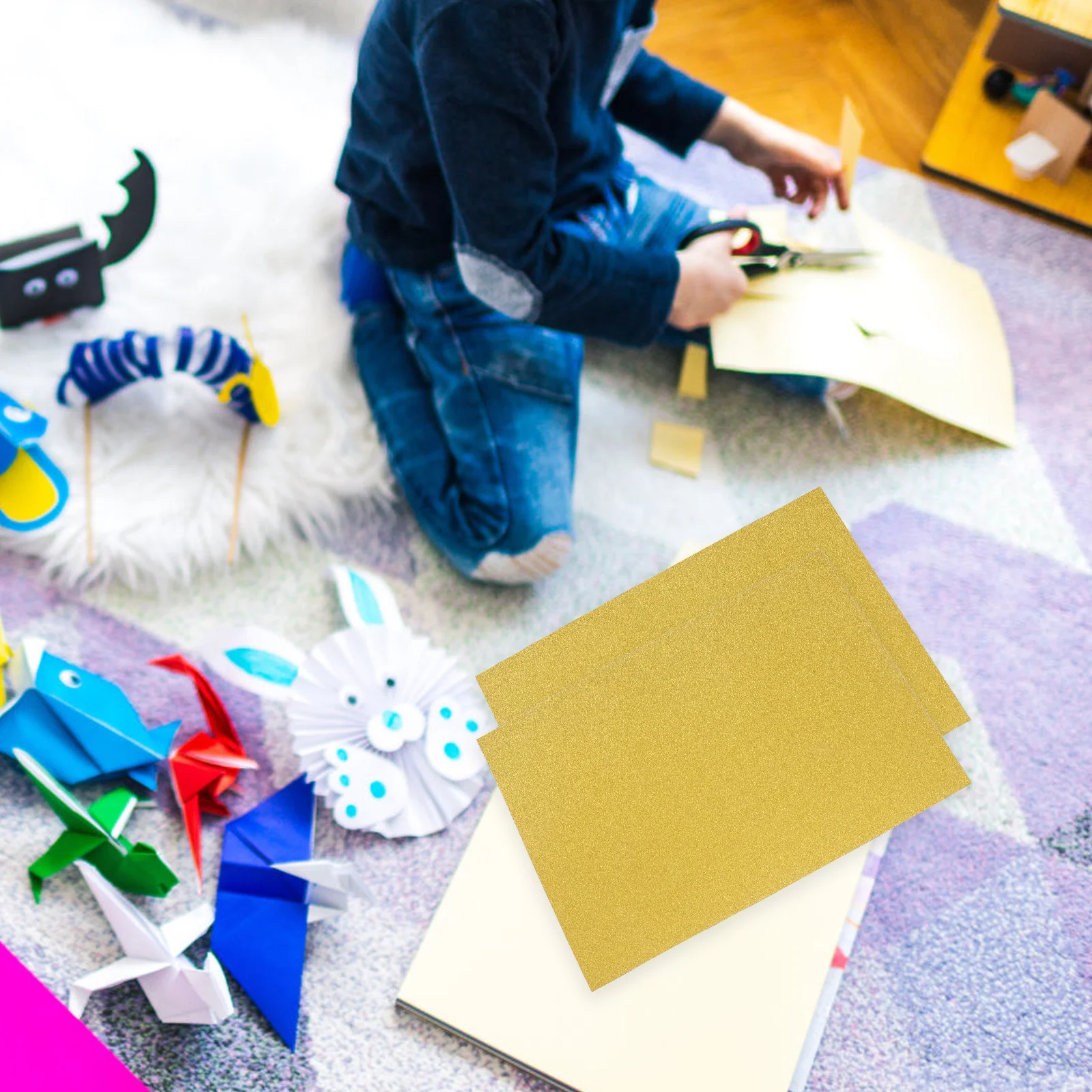 

20 Sheets A4 Gold Glitter Cardstock Paper Colored DIY Craft Paper Material for School Home Handmade Party Decoration