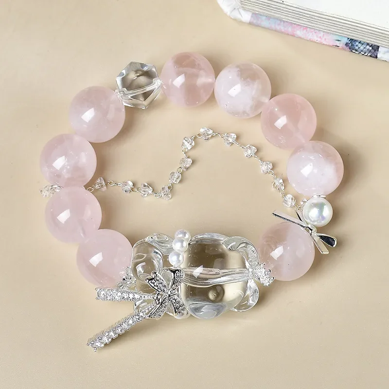 

Natural Pink Crystal Bracelet, Women's Light Luxury Fashion Lucky Bracelet, Gift