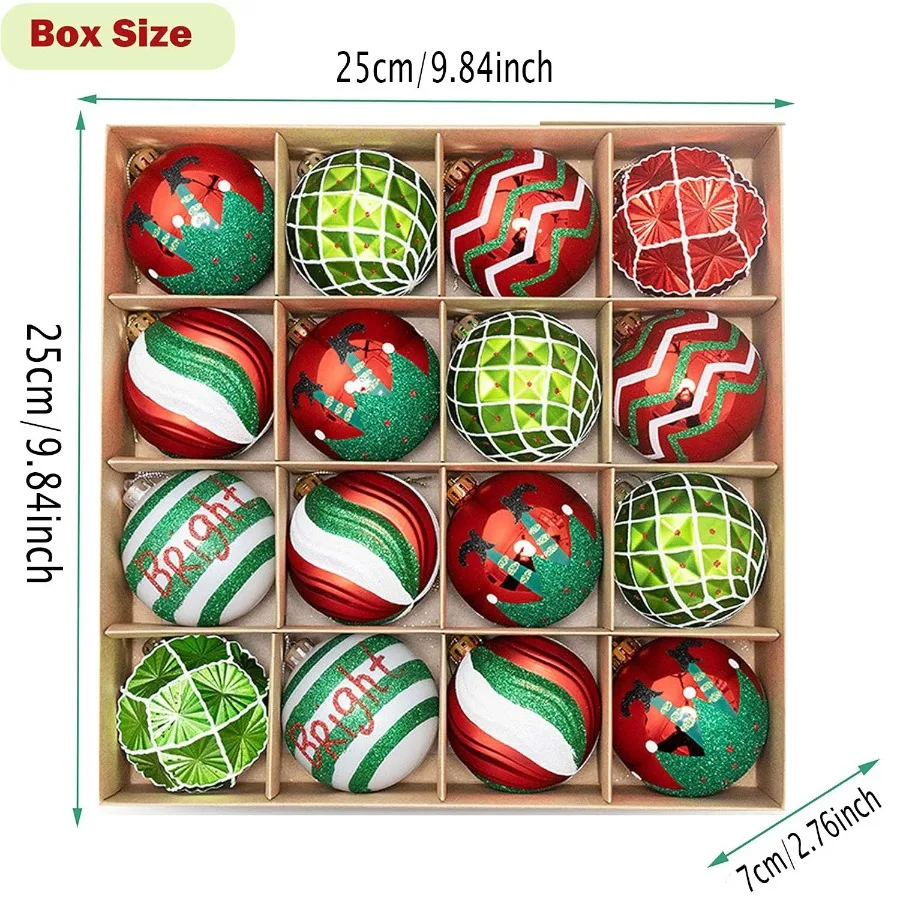 16 個のクリスマスツリーボールオーナメント飛散防止吊り下げオーナメントキラキラプラスチッククリスマスツリーペンダントクリスマスホリダ用