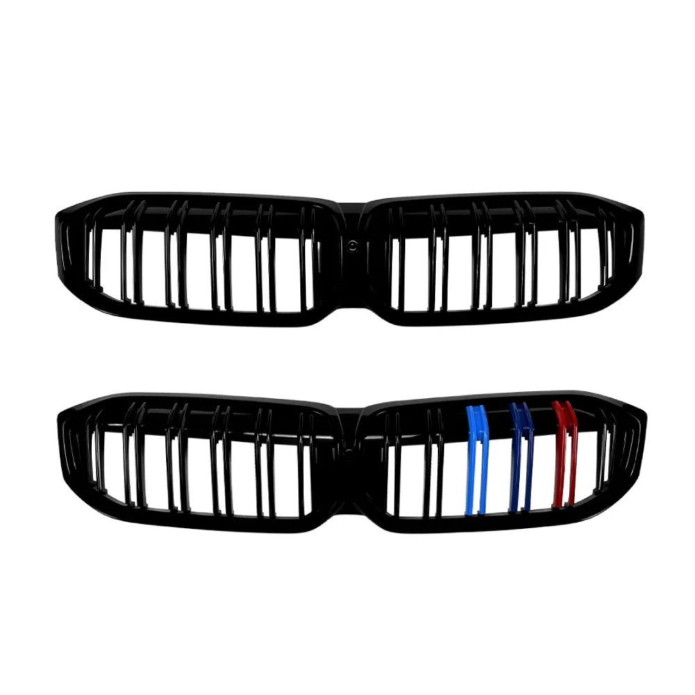 Race Double Slat M Sport Kidney Grille For New Facelift BMW G20 3 Series 2023+ Gloss Black Non-Light Front Bumper Accessory