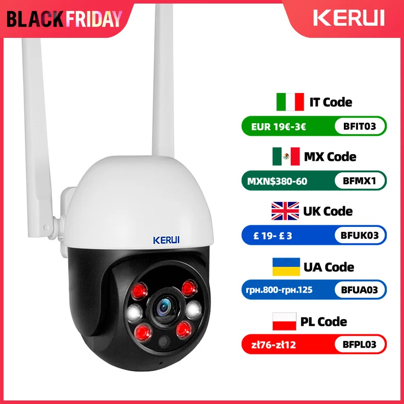 KERUI 5MP 8MP 4K PTZ WiFi IP Wireless Camera Tuya Smart Outdoor Home Security Dual Lens 10MP 5K Camera CCTV Video Surveillance