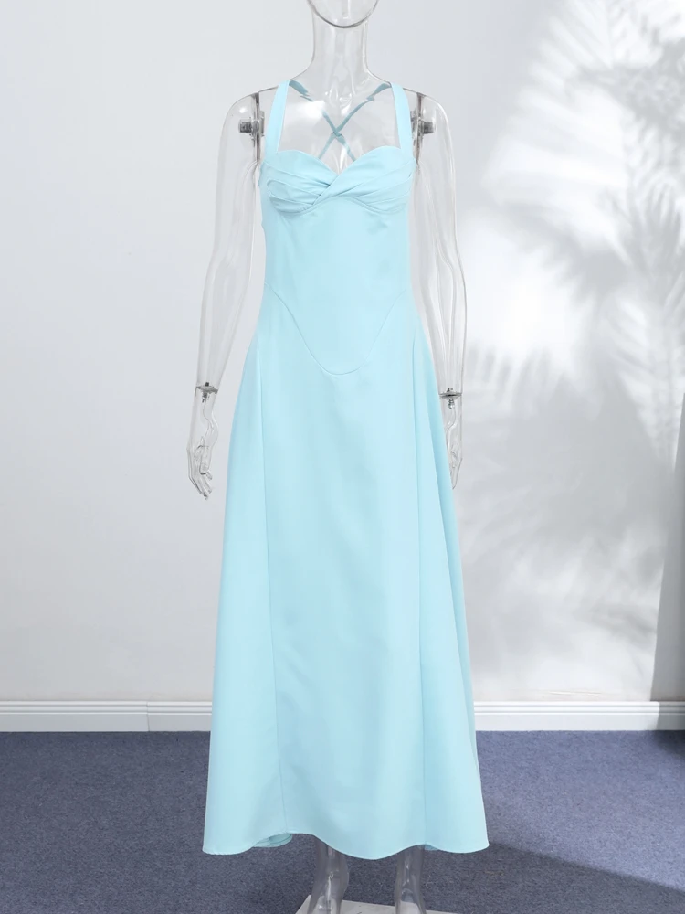 Tailliertes Rückenfreies A-Linien-Slip-Kleid für Damen, Sexy Trägerloses Ärmelloses Kleid mit Weitem Rock, Schlankes Party- und Abendkleid, Neue Vestidos – Detail 3