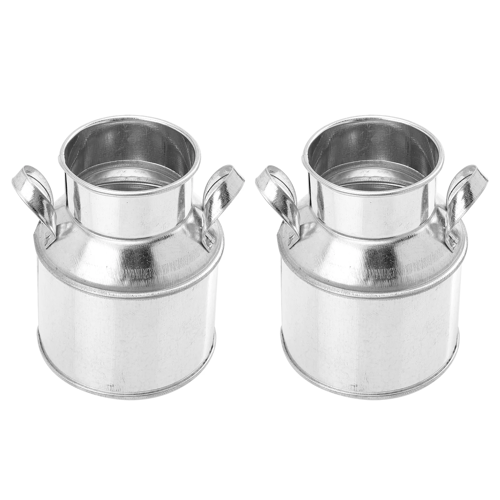 2 Pcs Plant Shelf Indoor Tin Bucket Flower Pot Mini Flowerpot Silver Galvanized Iron Vintage Home Decor