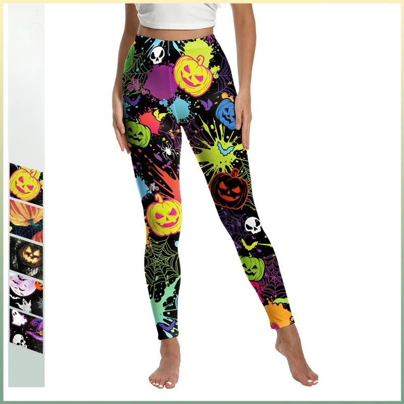 

Halloween Women Legging Skeleton Pumpkin Spider Web 3D Print Booty Lifting Workout Leggings Fitness Outfit Party Costume Leggins