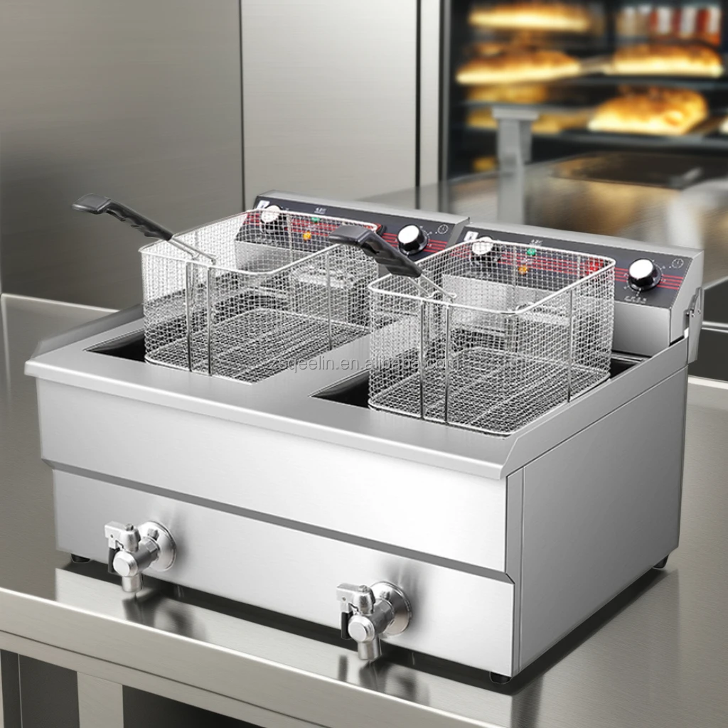 New Condition Potato Frying Machine for Restaurants Hotels Food Shops Farms Use Commercial Electric 18L+18L Deep Fryer