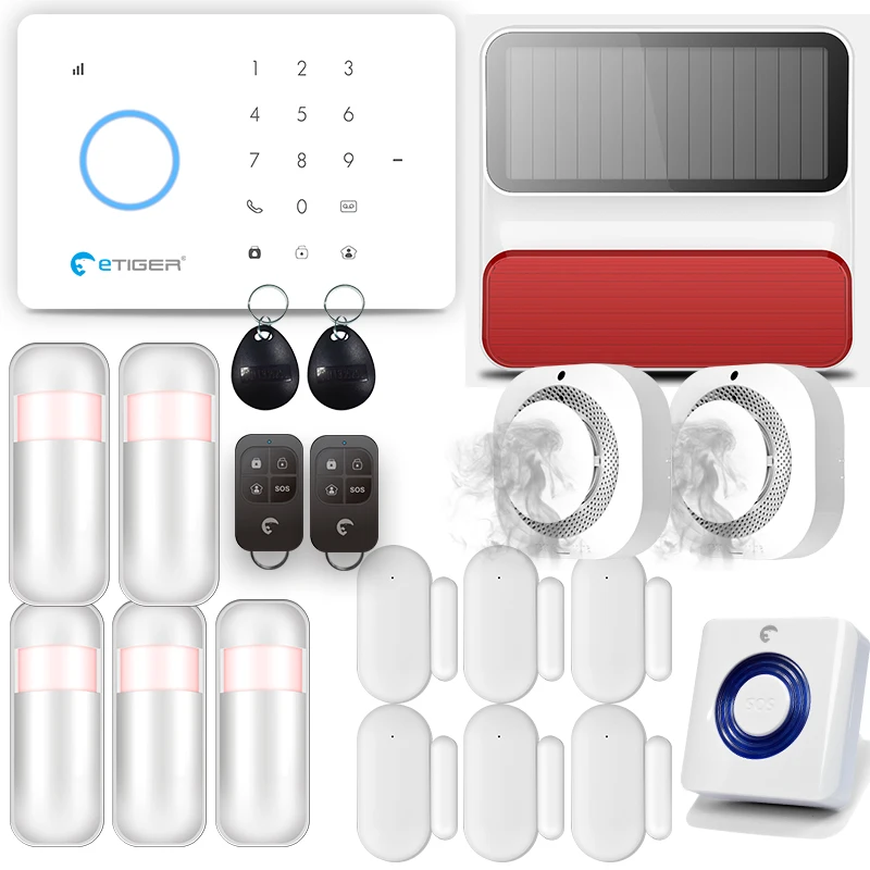 

Etiger S3B GSM SIM Wireless 433mhz Burglar Intruder Home Security System Work with Smart Siren Smoke Detector