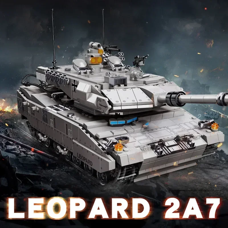 

1498PCS Leopard 2A7 Building Blocks Set Main Battle Tank Germa Military Weapon Army Bricks Kid Toys Gifts for Boys 2024