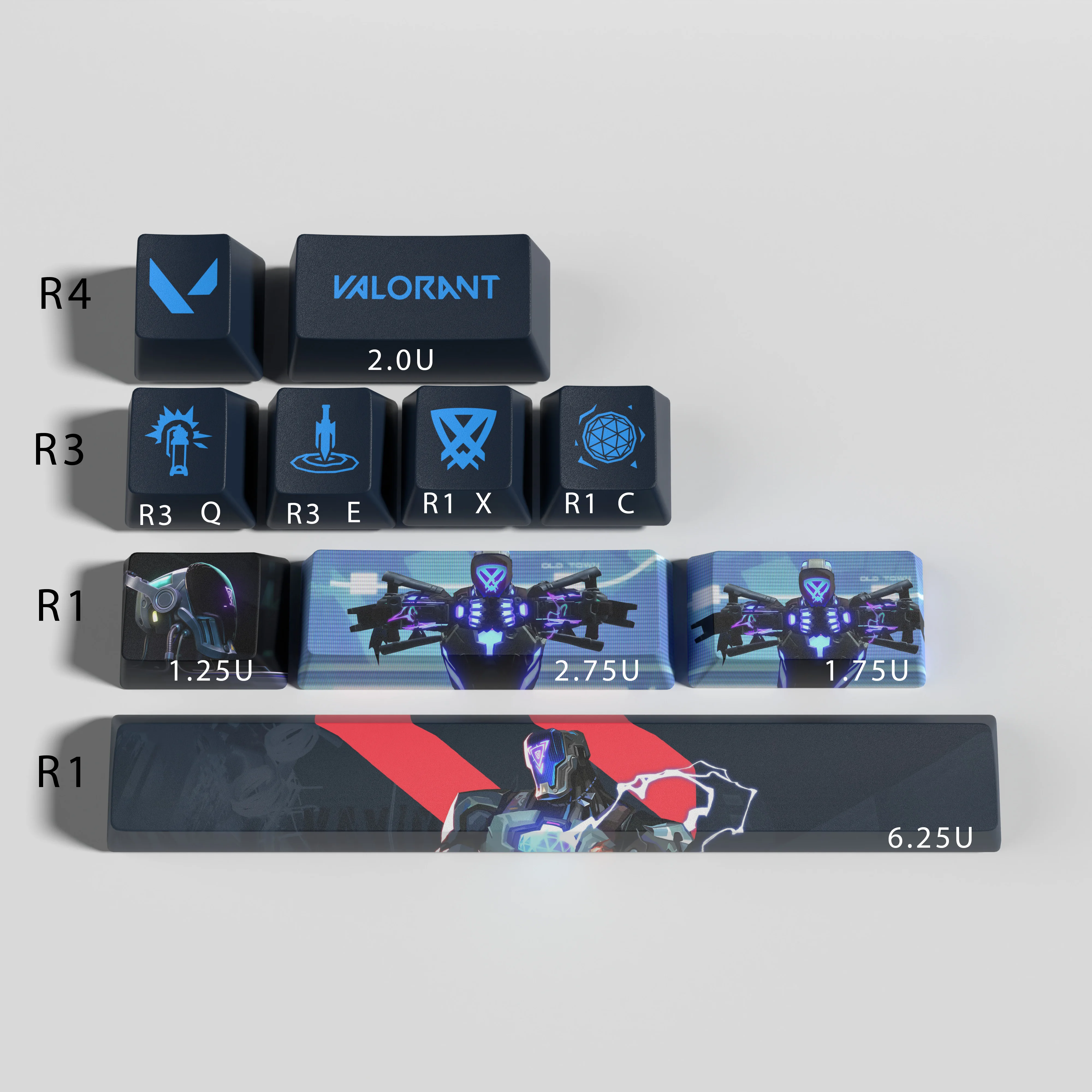 Valorant Keycaps Kay-O OEM Profile 10Keys PBT Dye Sub Keycaps