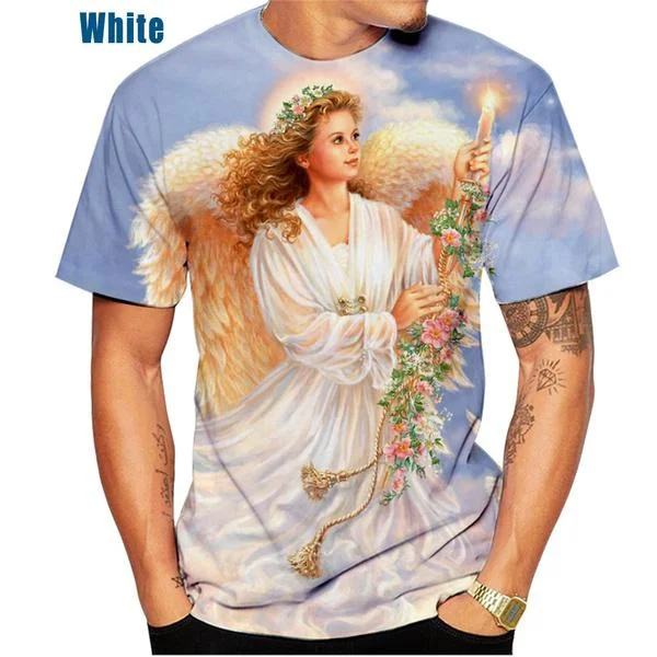 Hot Sale! Fashion T-shirt Men/Women Summer Outdoor Casual 3d Tshirt Print Angel Tops Tees T-Shirt