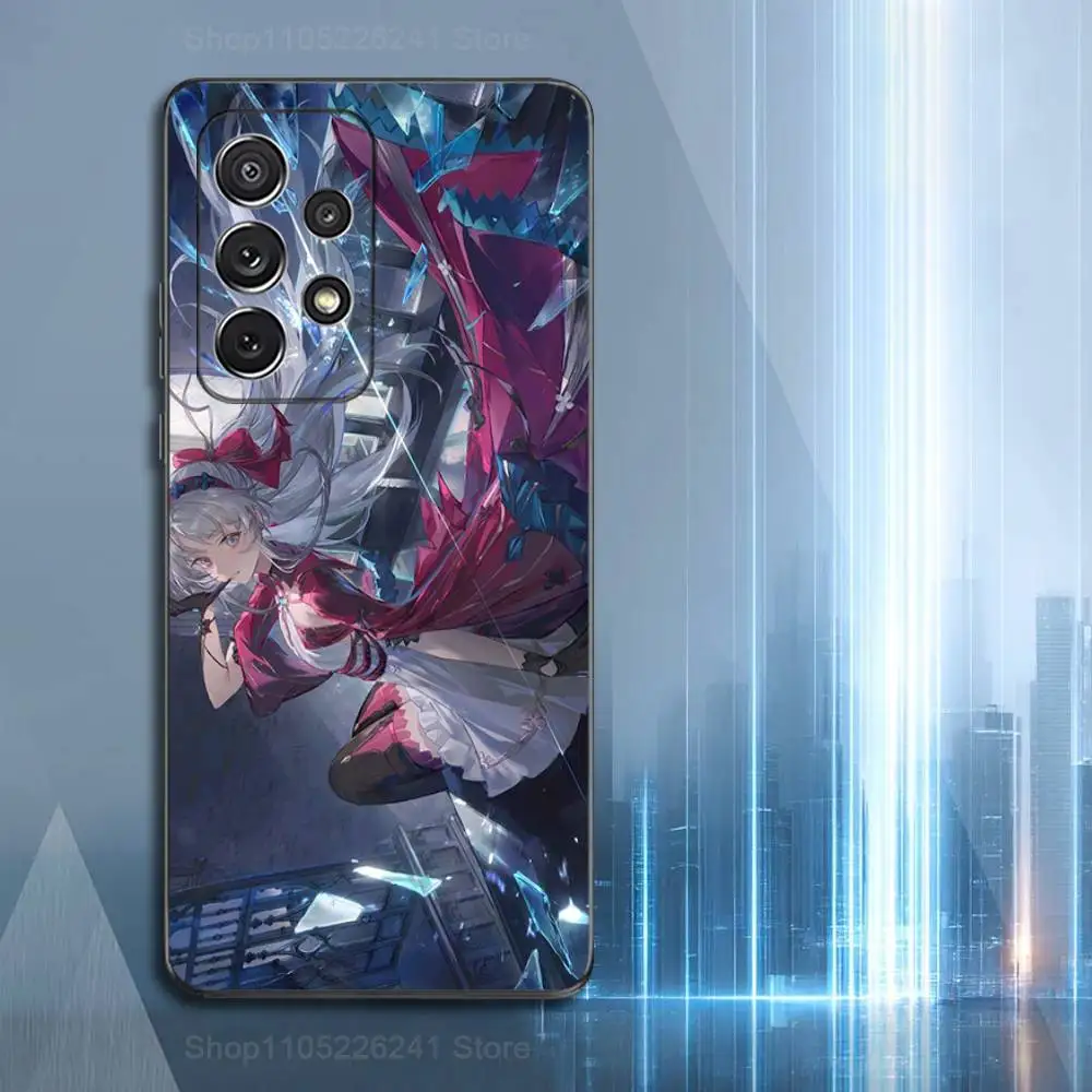 C-Carlotta Wuwa Lucu untuk Samsung S9,S10,S20,S10,S21,S25,S24,S23,Ultra,FE,Plus,Lite, Casing Hitam Silikon Lembut