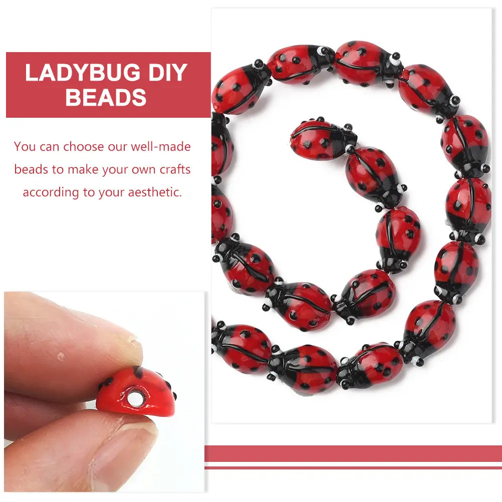 

50 шт. бусин в форме божьей коровки для рукоделия, изысканные стильные бусины для самостоятельного изготовления украшений с точным центральным отверстием, идеально подходят для ручной работы