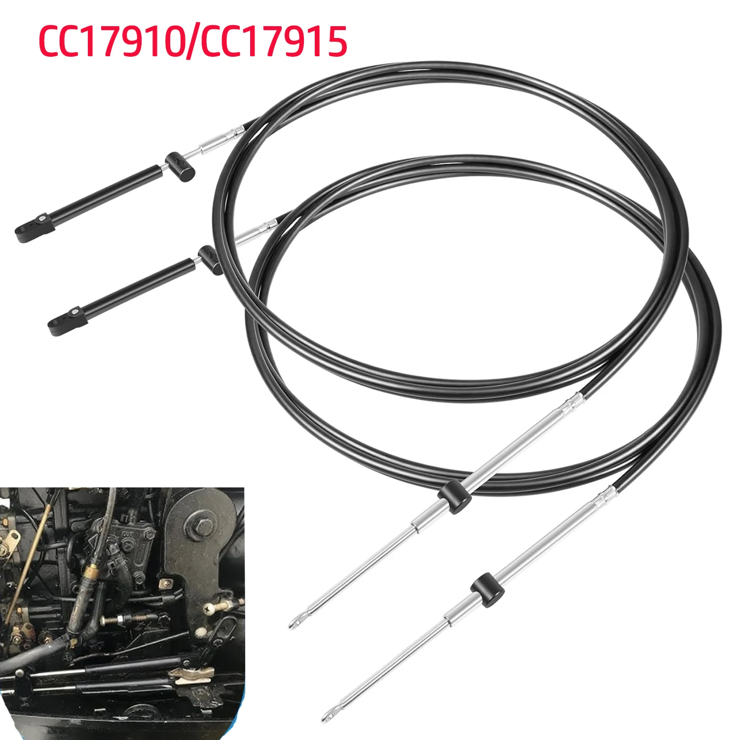 

CC17910/CC17915 Gen1 Boat Throttle & Shift Cables (10 or 15 FT) For Mercury MerCruiser Marine Force Outboard Engine (2 Pcs/Set)