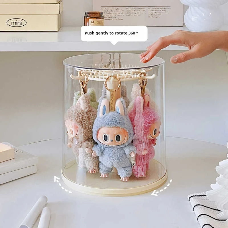 Labubu ⅠⅡ Pendant Display Box Rotating Transparent Labubu Doll Handmade Storage Display Stand Decorative Ornaments