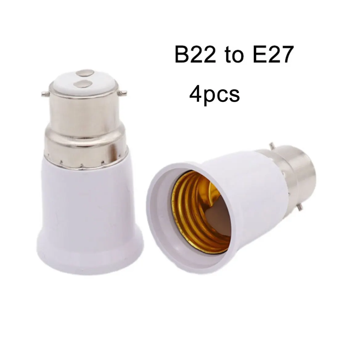 

4pcs Pack B22 to E27 Bulb Adapters Bayonet Lamp Base to Screw E26 E27 Bulb Holder Converter Two-Pin Socket to Edison Base