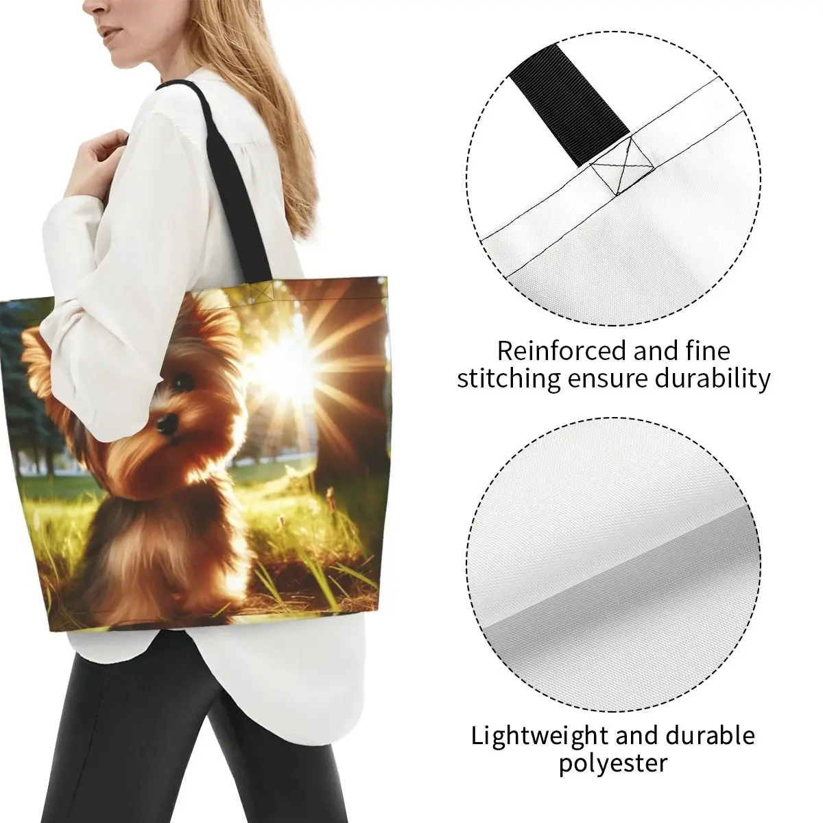 Yorkshire Terrier Dog Yorkie Lover Shopping Tote Bag Canvas Large Capacity Shoulder Bags Shopper Grocery Handbag for Women