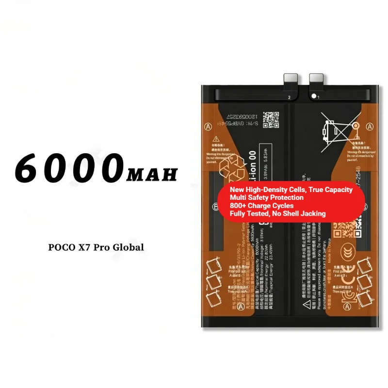 BP59 for Xiaomi POCO X7 Pro Global Phone Battery 0 Cycle High Quality High Capacity Replacement Bateria Grade A Cell with Tools